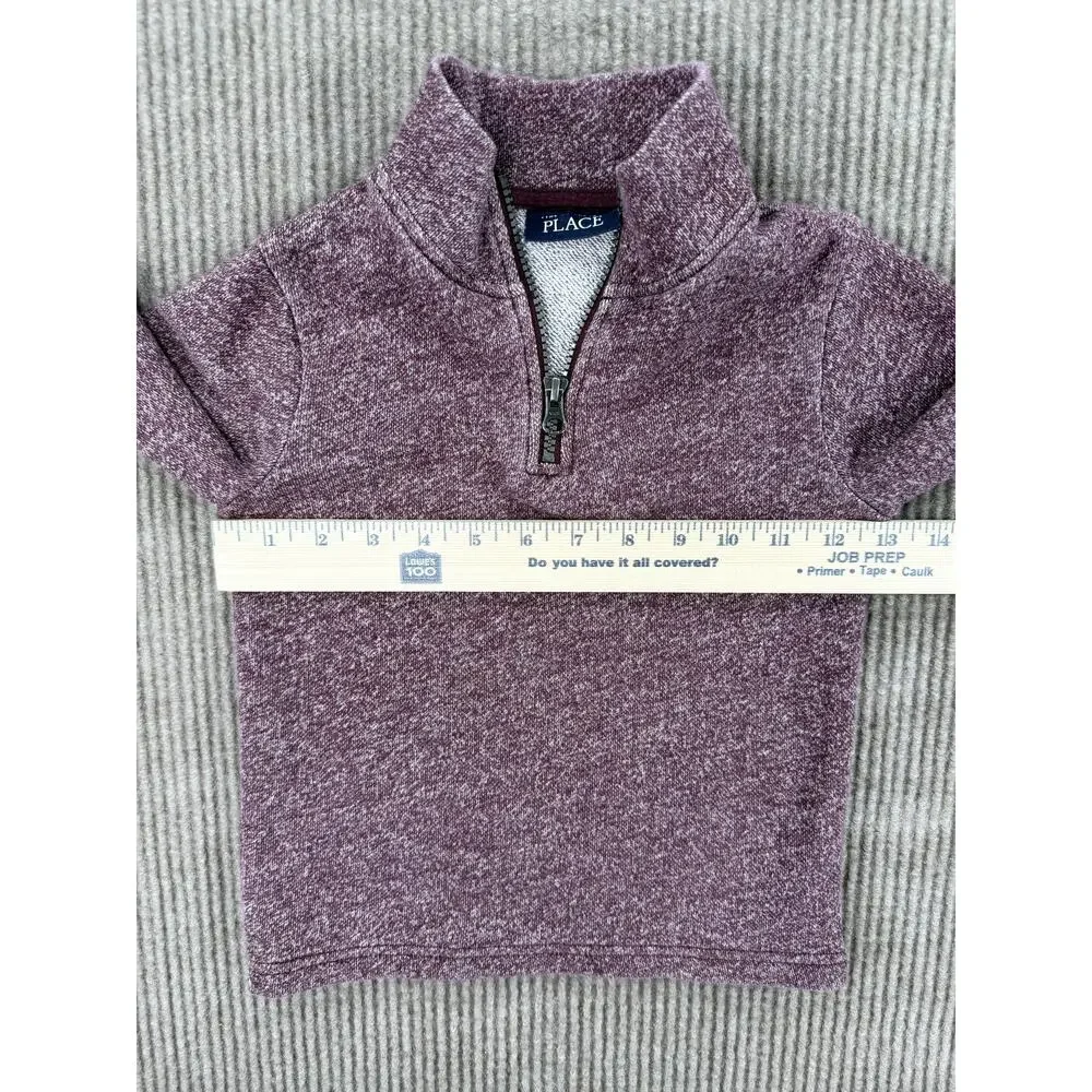 The Children's Place Boys Half Zip Marled Pullover Burgundy Sweatshirt 4T